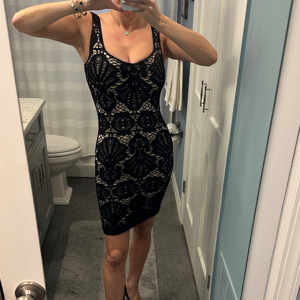 Free People Black Crochet Mini Dress